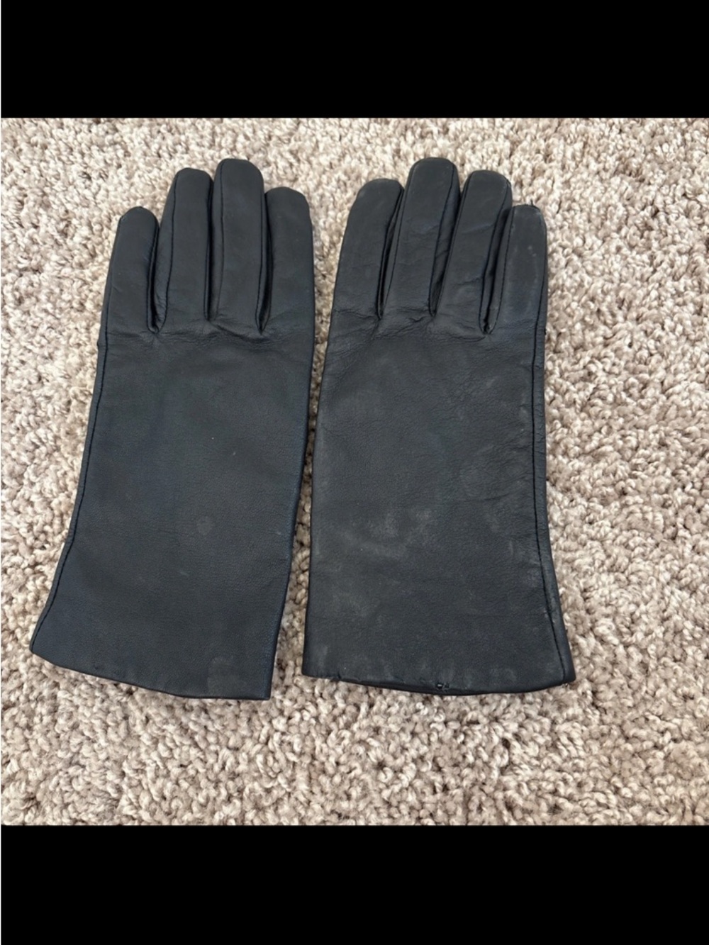 Cara by Gates Black Genuine Leather Driving Gloves Sz Large Acrylic Lining